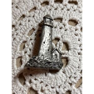 Vintage Pewter Lighthouse Brooch Pin